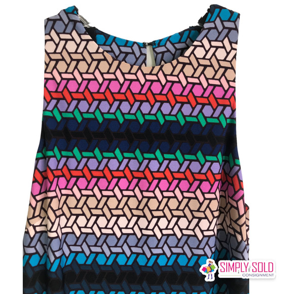 Trina Turk Women Macee Shift Dress Sleeveless Multicolor Stretchy Round Neck 4/6 - Picture 3 of 10